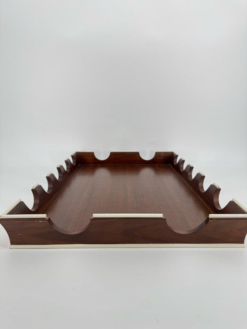Brown & White Wood Scallop Edge Tray