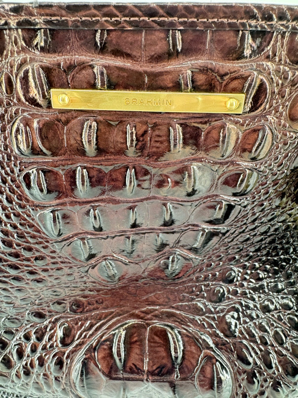 BRAHMIN Brown Leather Embossed Croc Purse
