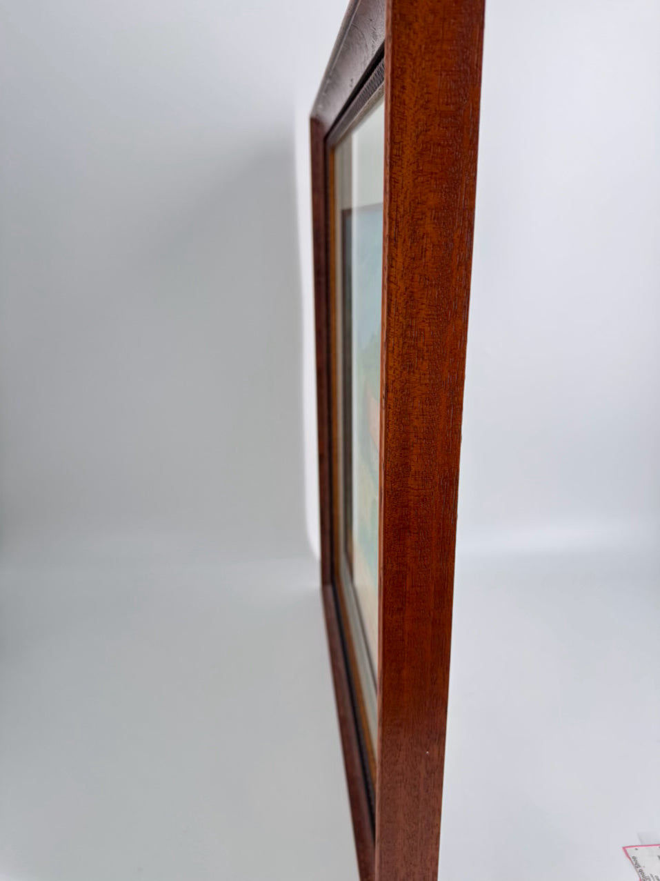 SIGNED Barn w/ Mountain View Watercolor in Burlwood Frame