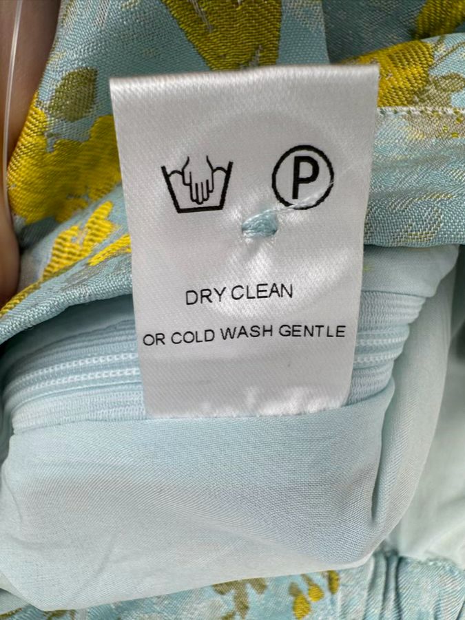 ABBEYGLASS Size M Teal & Yellow Floral Textured Skirt