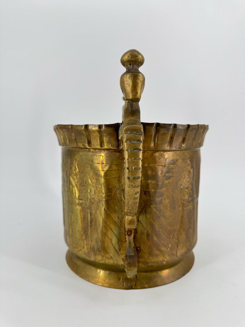 VINTAGE Brass Etched Planter