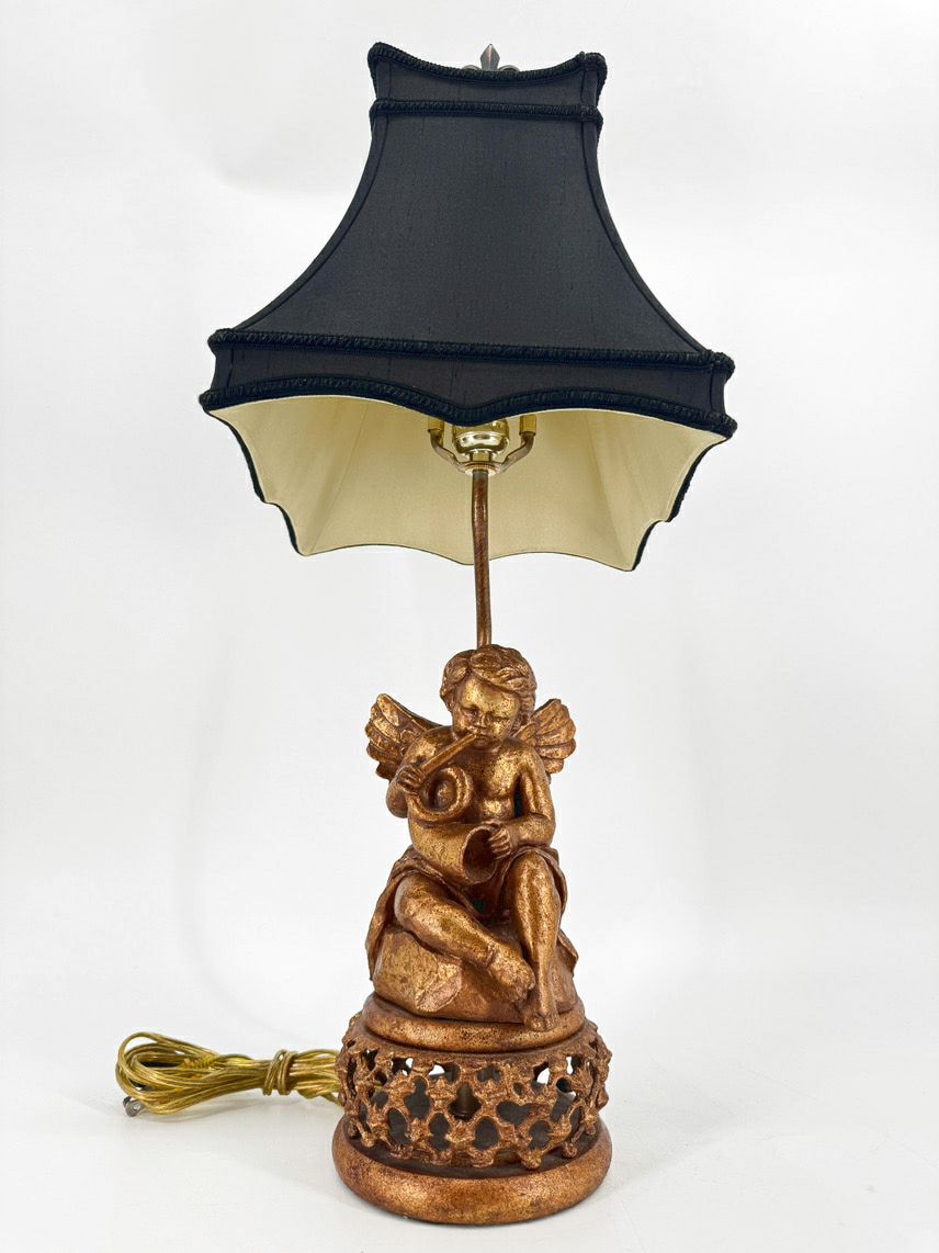 Gold Resin Angel Lamp w/ Chelsea House Shade