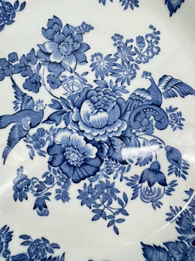 JOHNSON BROS. Blue & White Porcelain "Asiatic Pheasant" Set of 9 Salad Plates