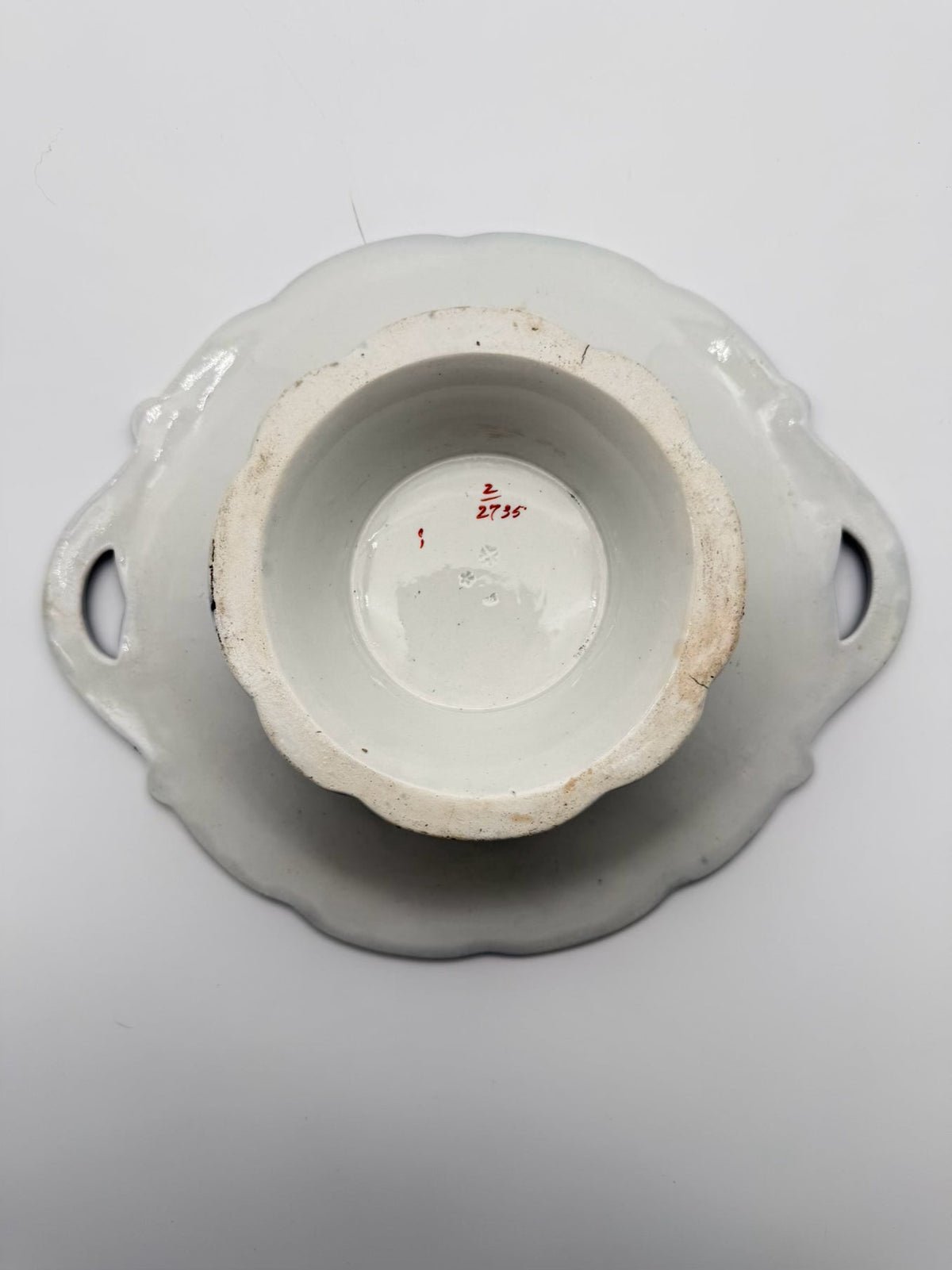 Blue, White & Pink Porcelain Floral Decorative Footed Plate