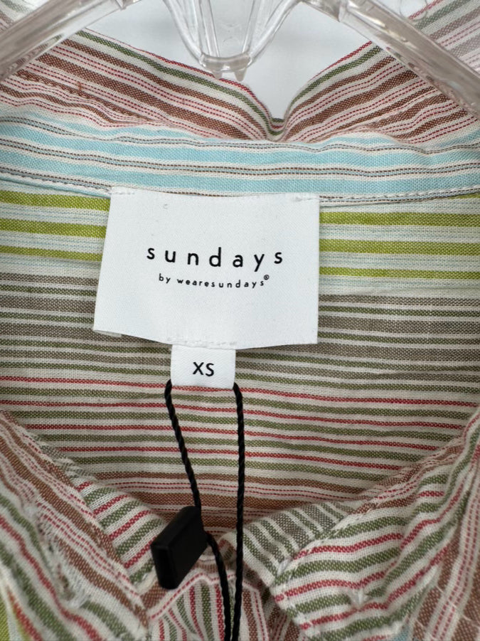 SUNDAYS by WEARESUNDAYS Size XS Green Print Stripe Emmie Shirt NWT