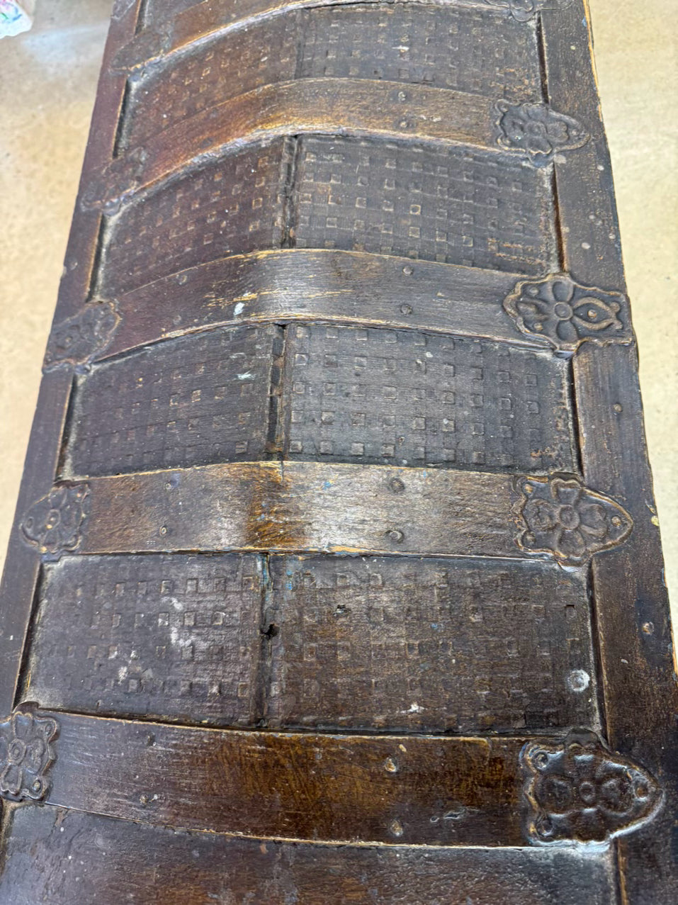 ANTIQUE Wood Roll Top Trunk