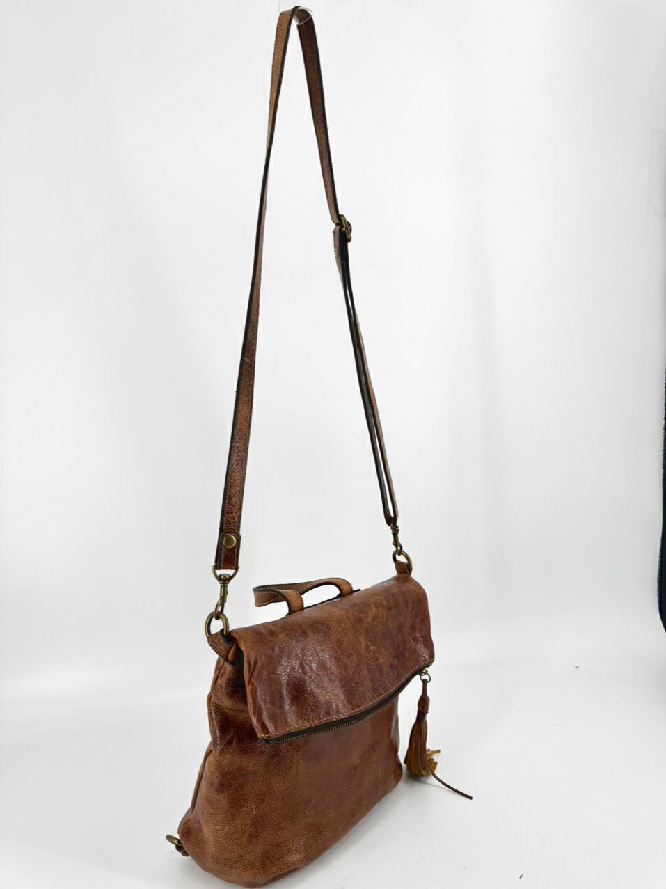 PATRICIA NASH Cognac Leather Backpack w/ Convertible Straps