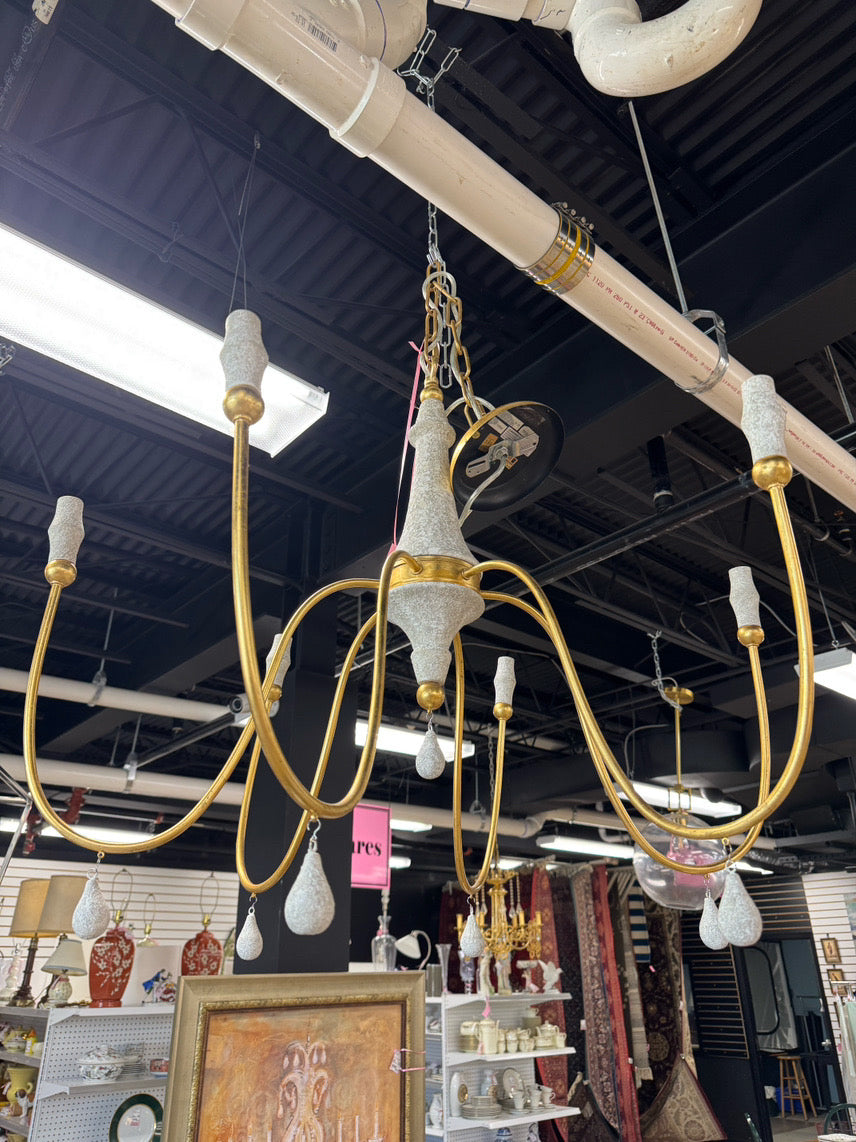 PERIGOLD Gold & Clay Teardrop Detail 6-Arm Chandelier