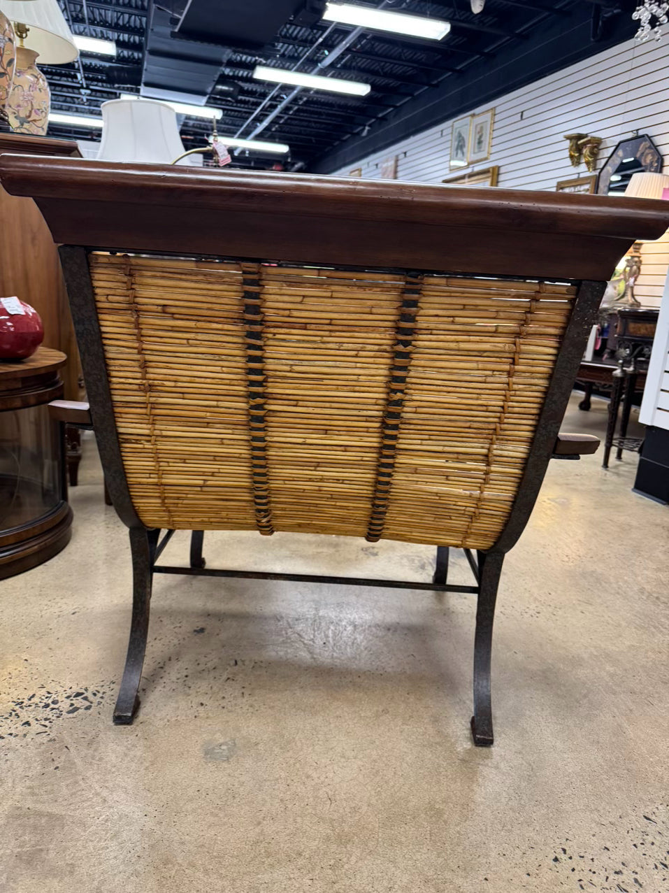 Bamboo & Metal Natural & Brown Chair & Ottoman