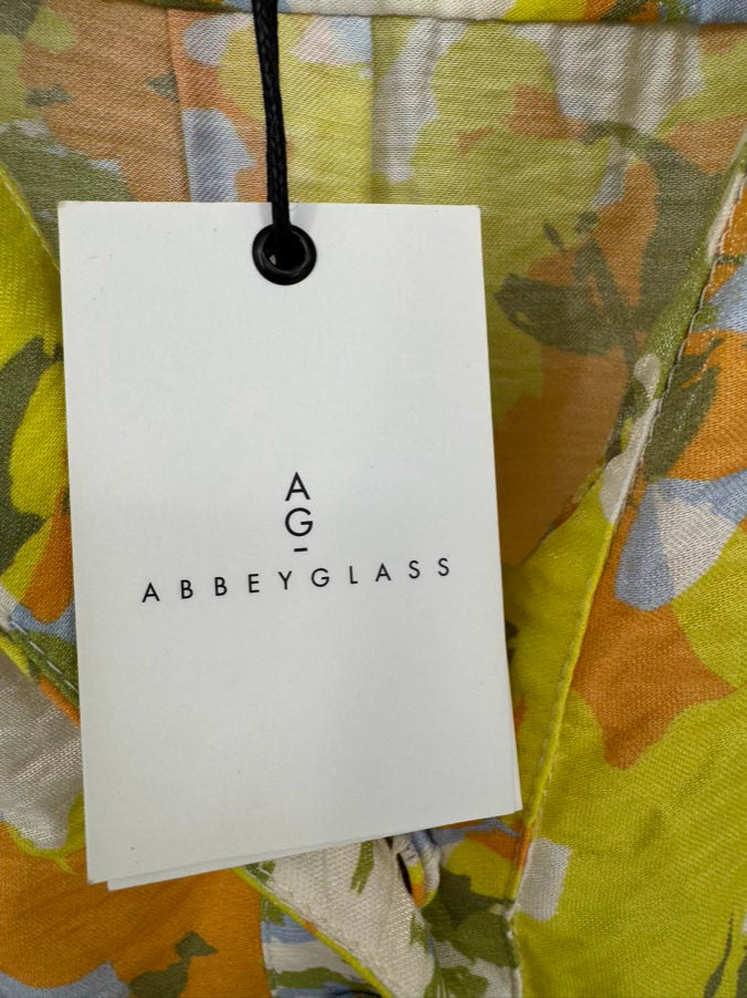 ABBEYGLASS Size 2XL Yellow & Green Foliage Print Effie Blouse NWT