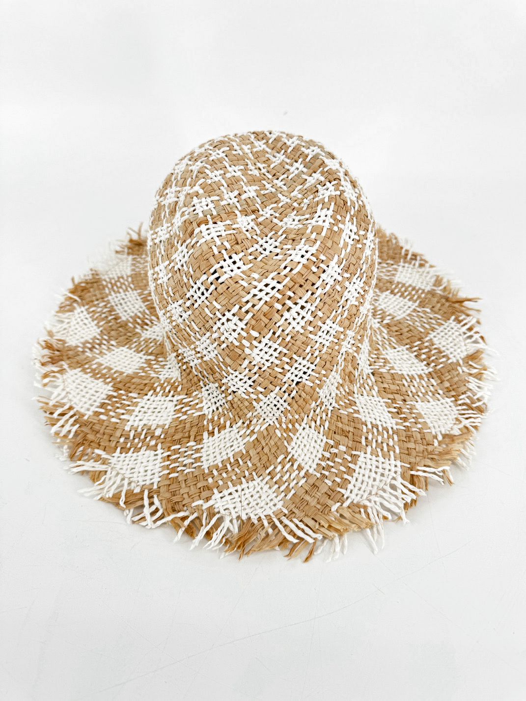 RAE FEATHER Natural & White Raffia Hat