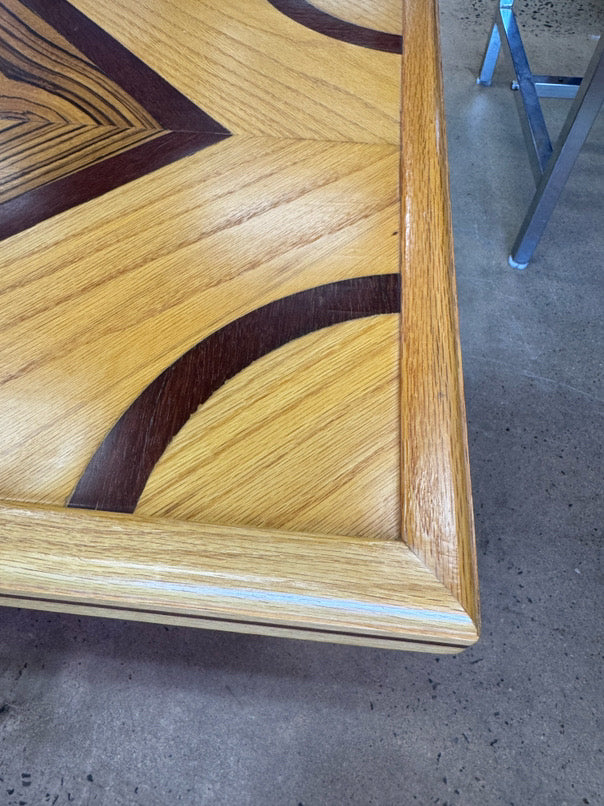 Light Oak w/ Dark Wood Inlay Handmade Coffee Table