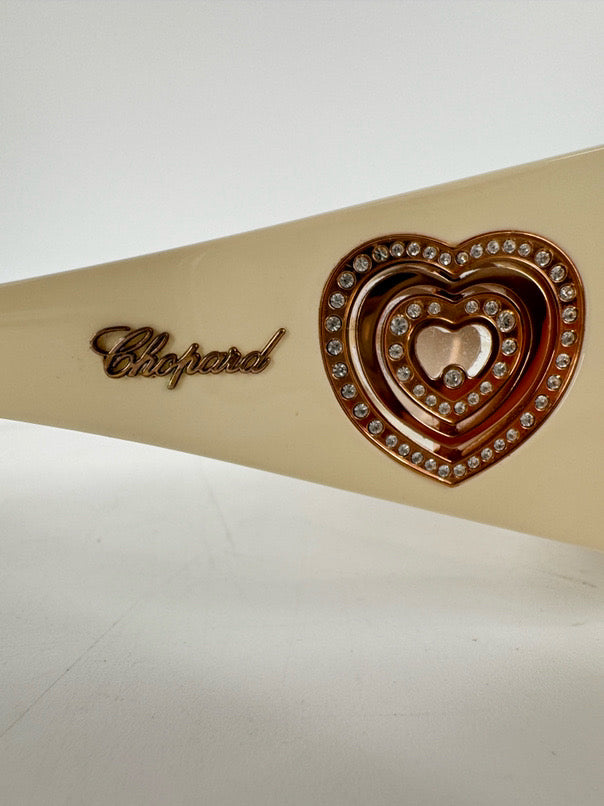 CHOPARD Ivory Marble Effect w/ Rose Gold Heart Detail Sunglasses