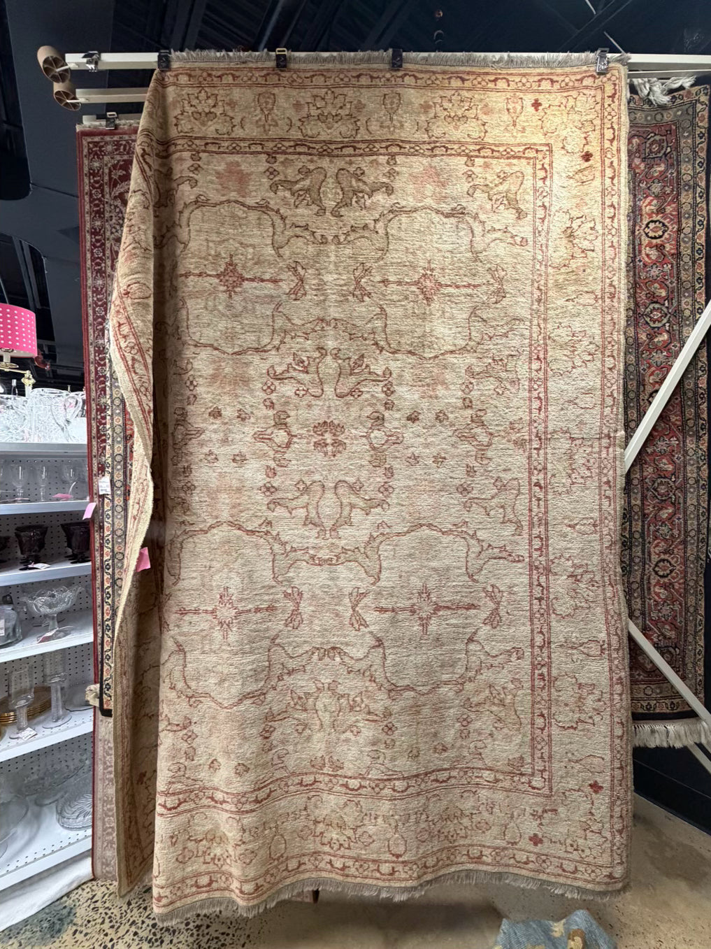 TURKISH Cream & Salmon Handmade Oushak Wool Area Rug