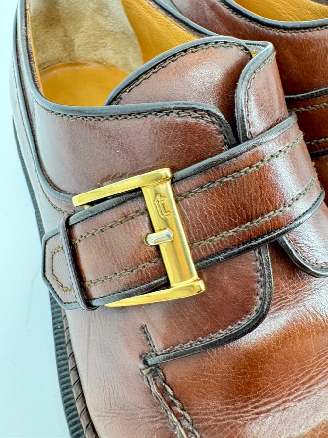 A. TESTONI Size 9 Cognac Leather Dress Shoes