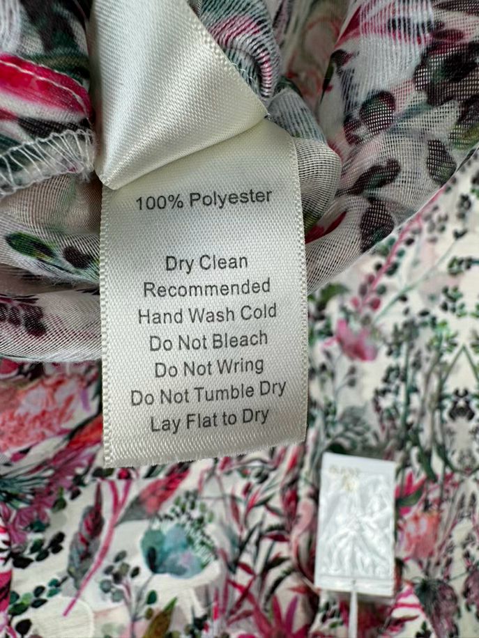 ECRU Size S Beige & Magenta Floral Blouse NWT