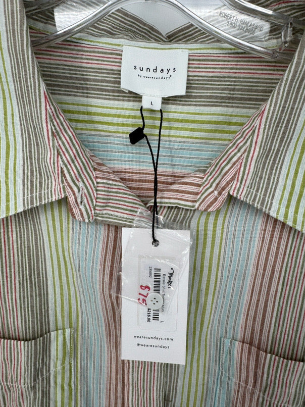 SUNDAYS Size L Print Stripe Emmie Blouse NWT