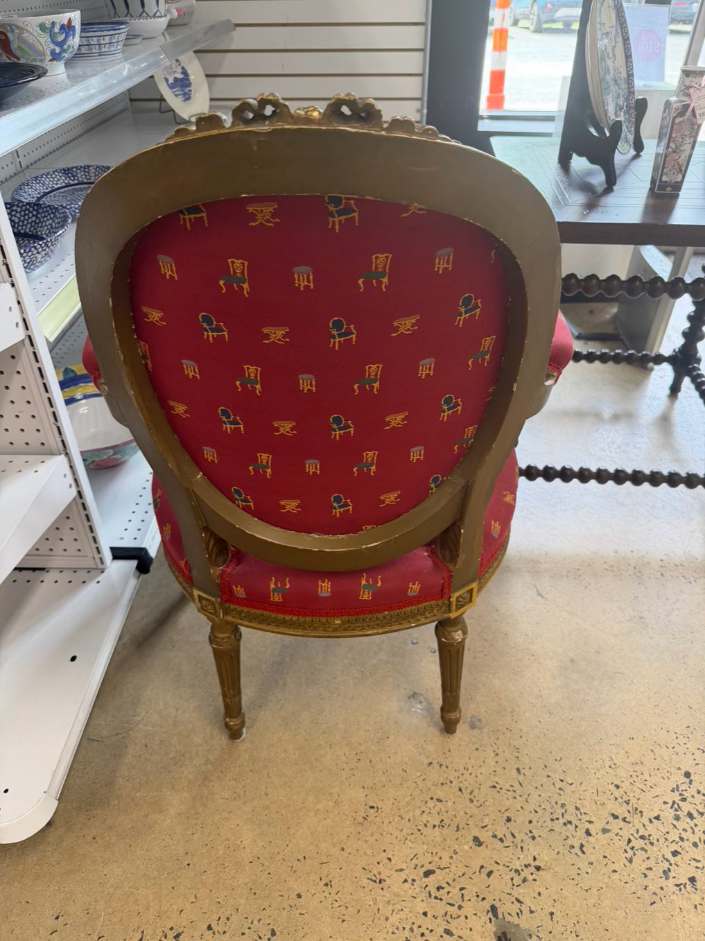 Gold French Chair w/ Red Fabric