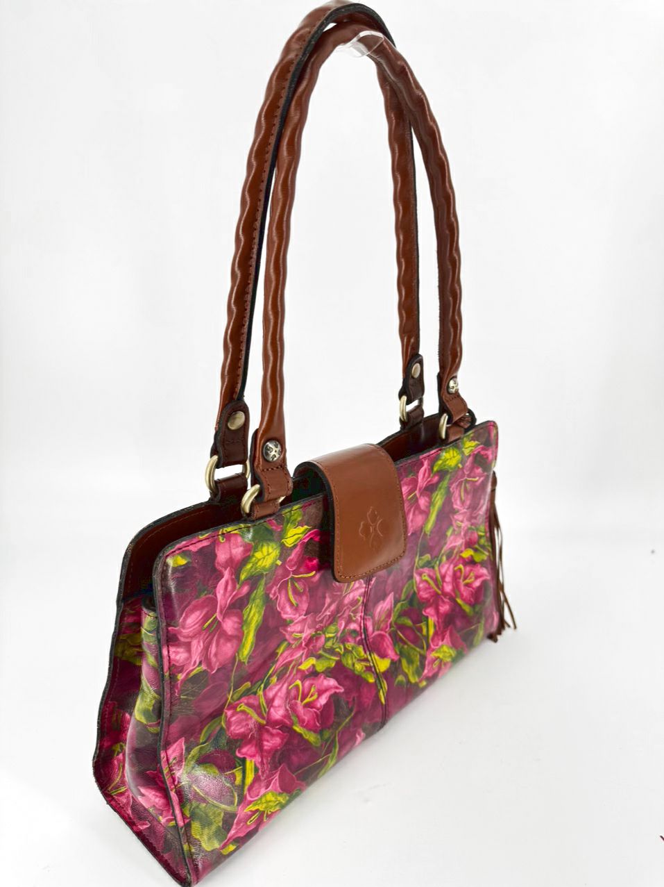 PATRICIA NASH Pink & Green Leather Floral Purse