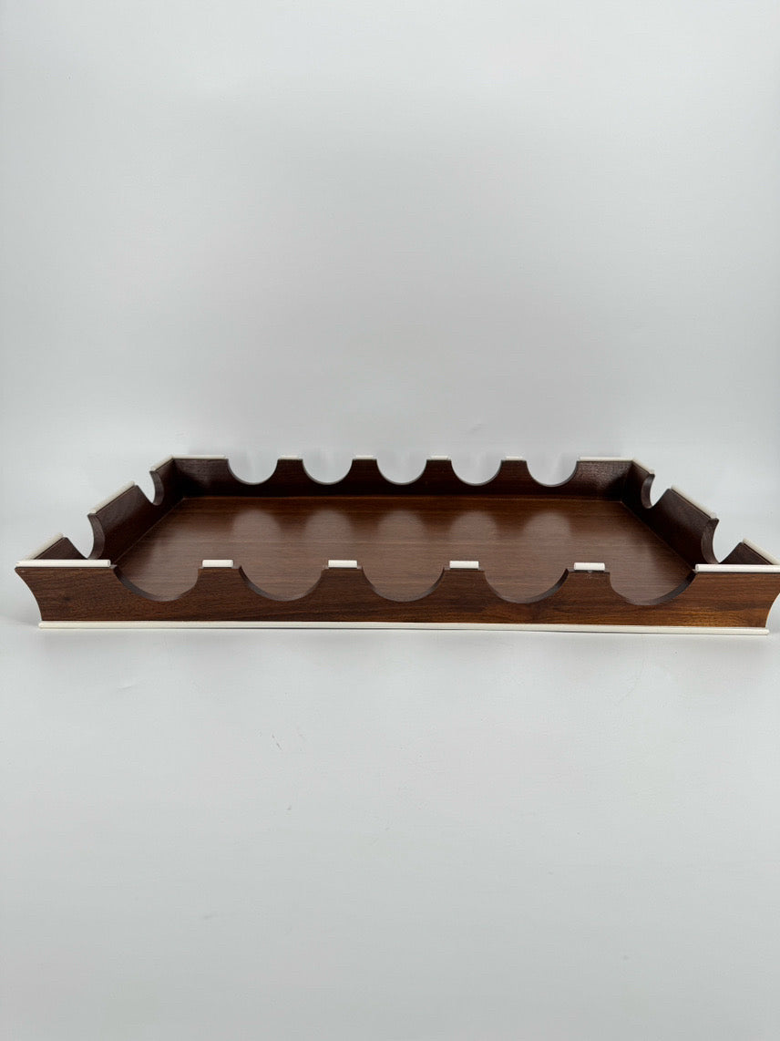 Brown & White Wood Scallop Edge Tray