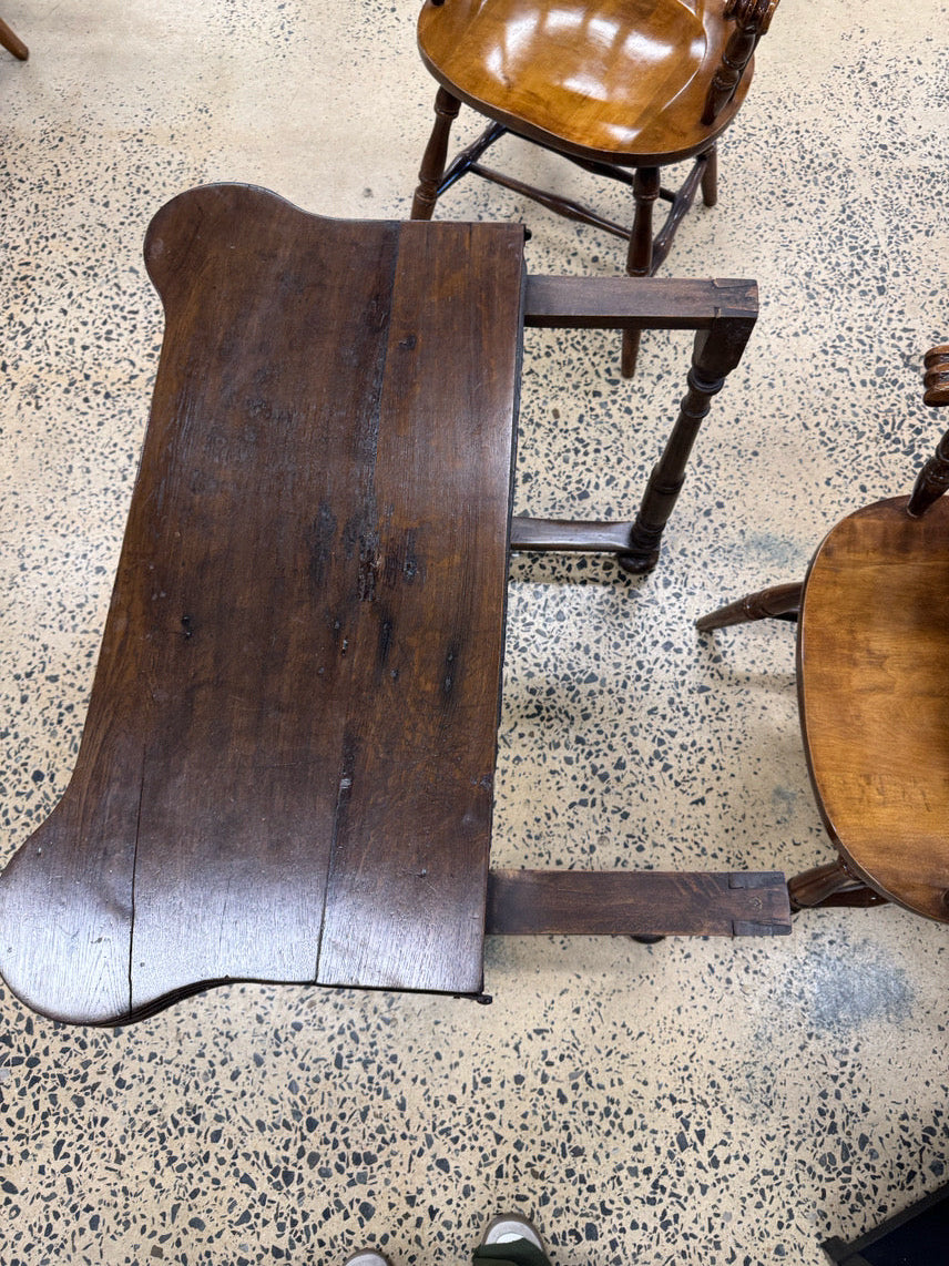 ANTIQUE Dark English Oak Folding Game Table