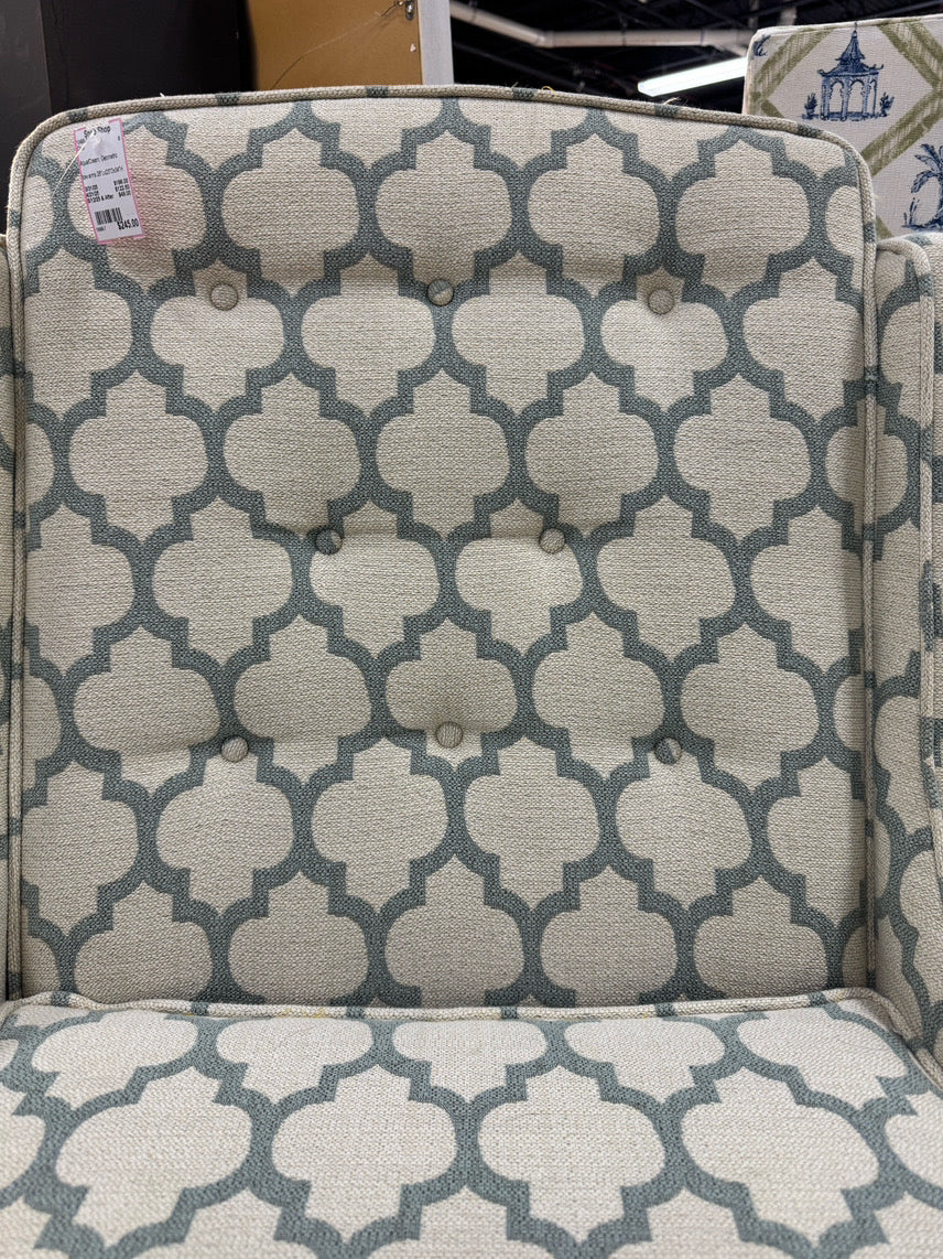 Aqua & Cream Geometric Chair