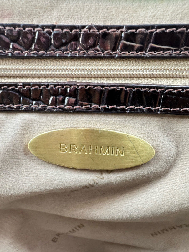 BRAHMIN Brown Leather Embossed Croc Purse