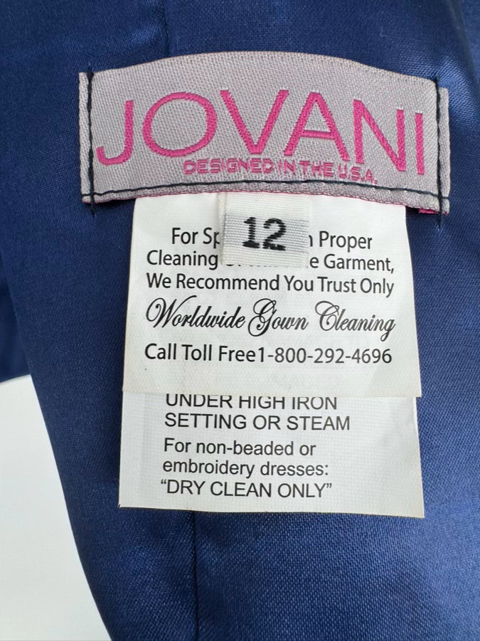JOVANI Size 12 Navy Floral Print 2-Piece Dress