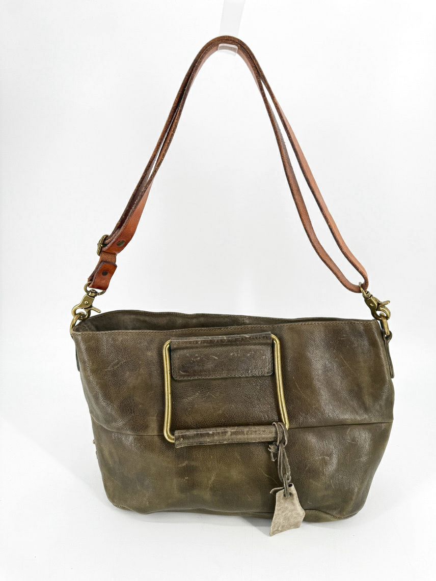 AS 98 Green Leather w/ Brass Hardware Purse