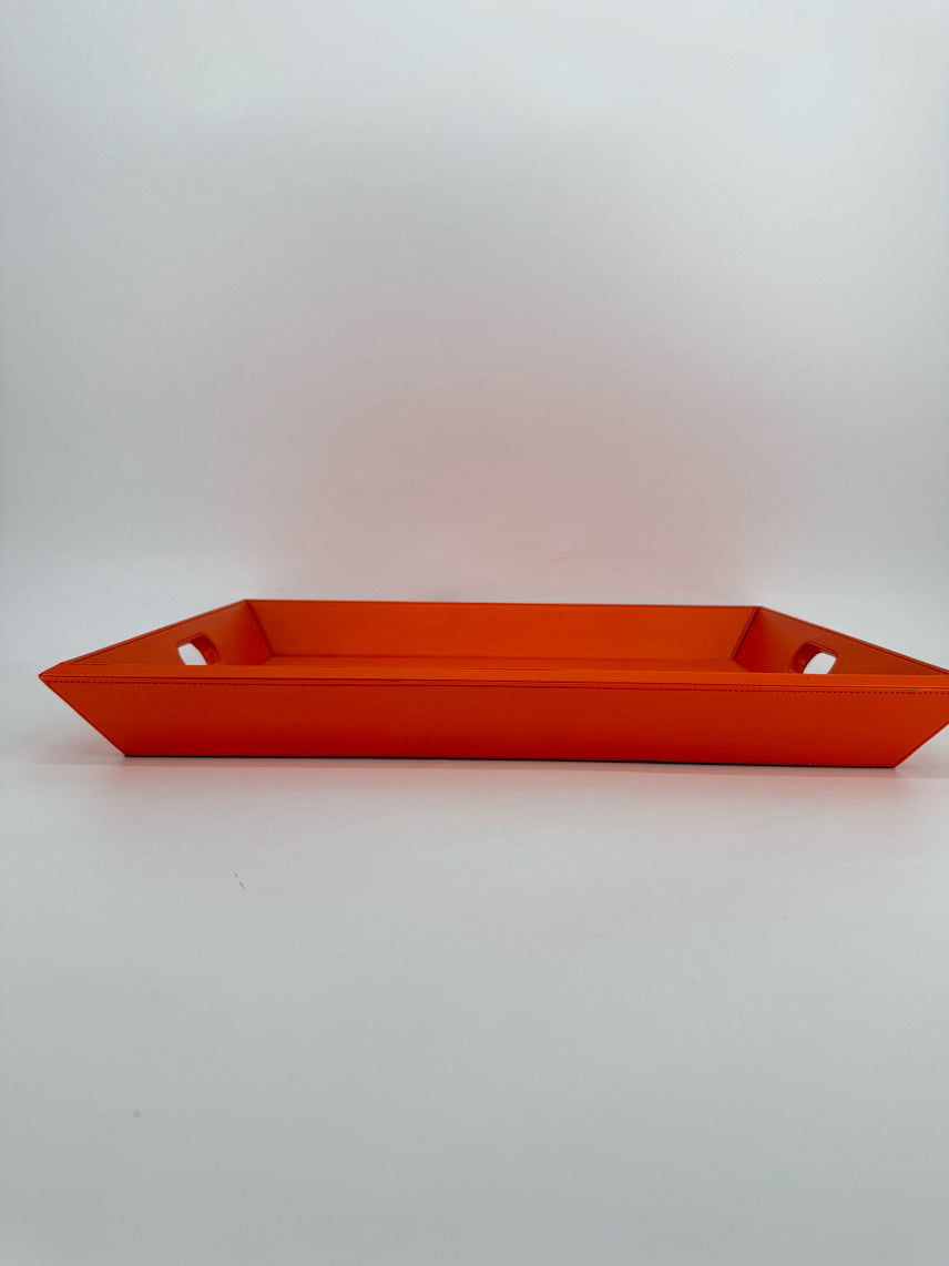 WILLIAMS SONOMA Orange Leather Tray