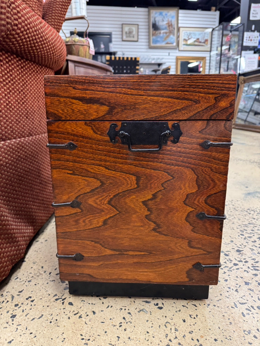 Wood Trunk w/ Black Iron Hinges