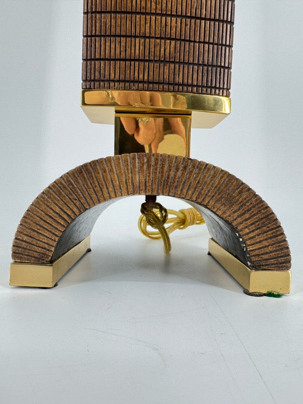 Brown Brass & Resin Arched Bottom Lamp