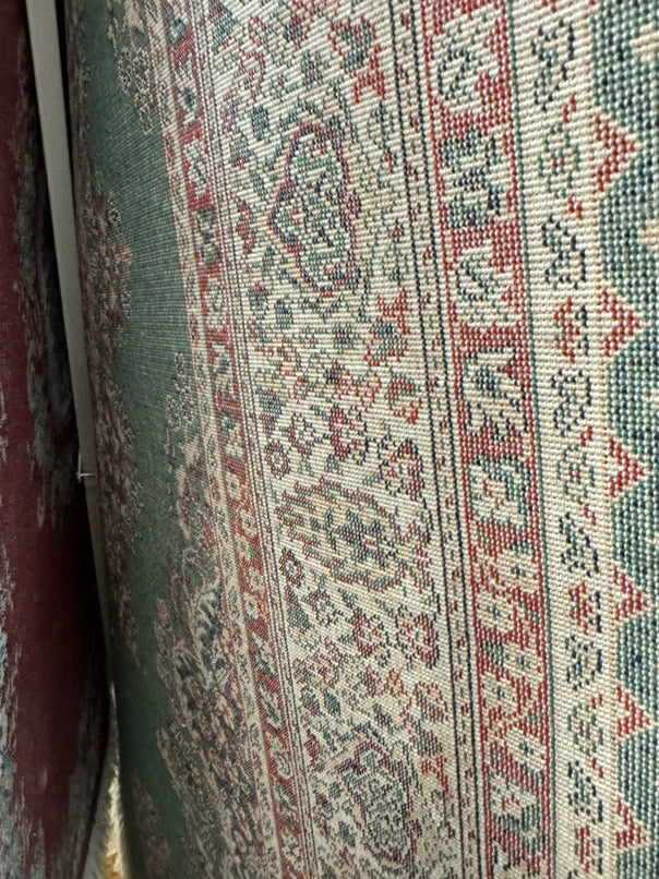 Green & Red Wool Medallion Oriental Rug