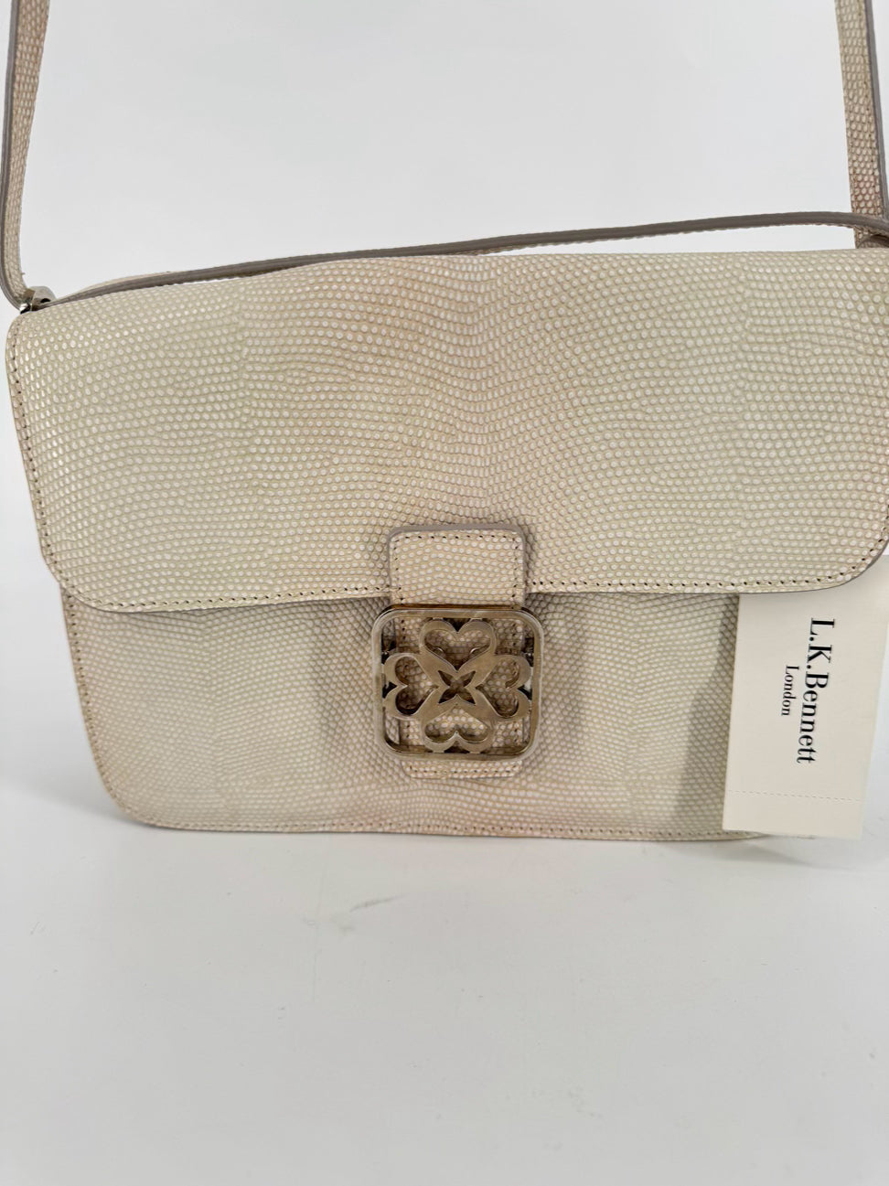 L.K. BENNETT Off White Pebbled Leather Handbag NWT
