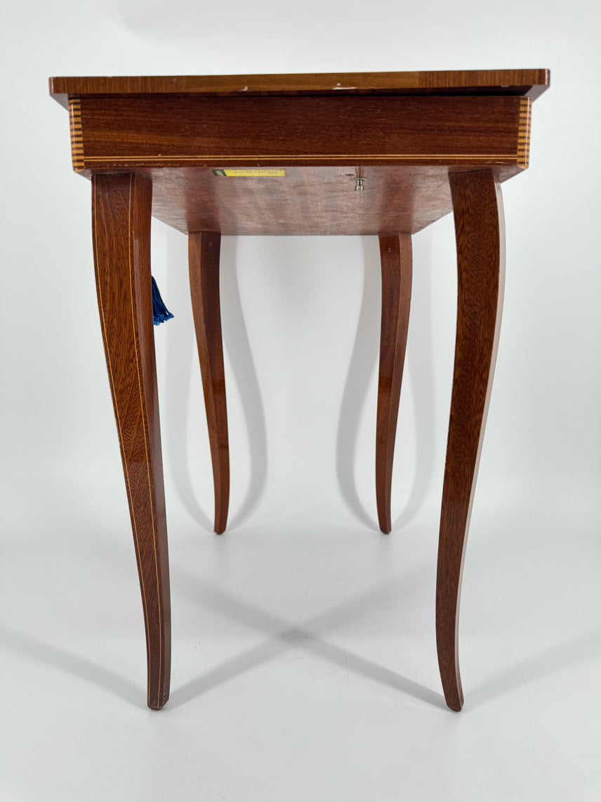 Wood Marquetry Music Box Side Table