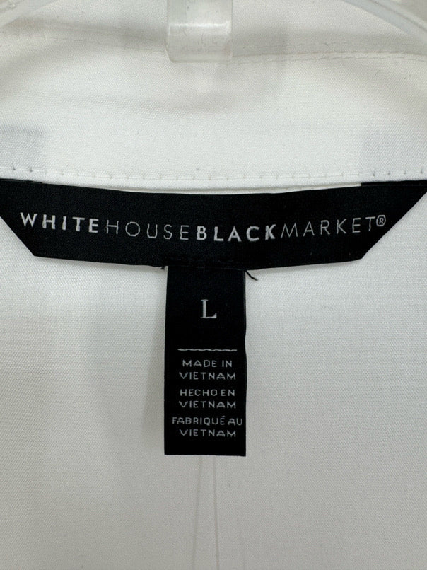 WHITE HOUSE BLACK MARKET Size L White Eyelet Tie Waist Blouse NWT