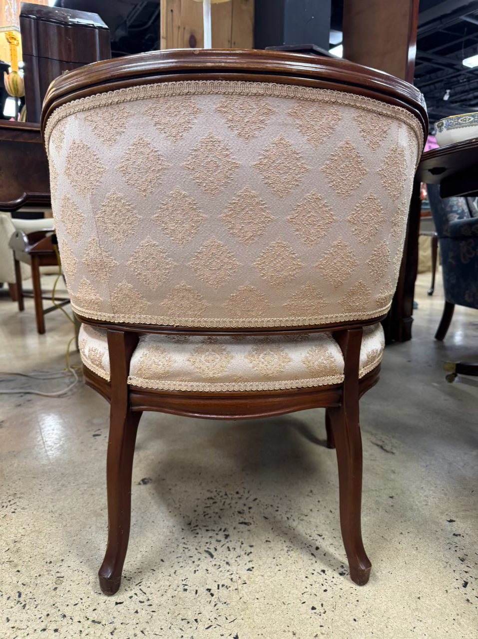 Wood Pink Upholstered French Chair