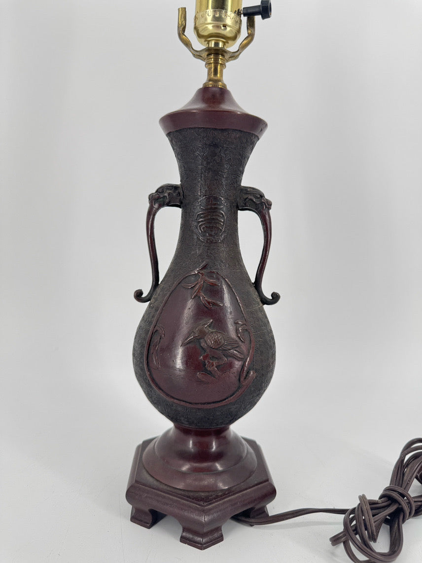 Brown & Red Ceramic Bird Design Lamp