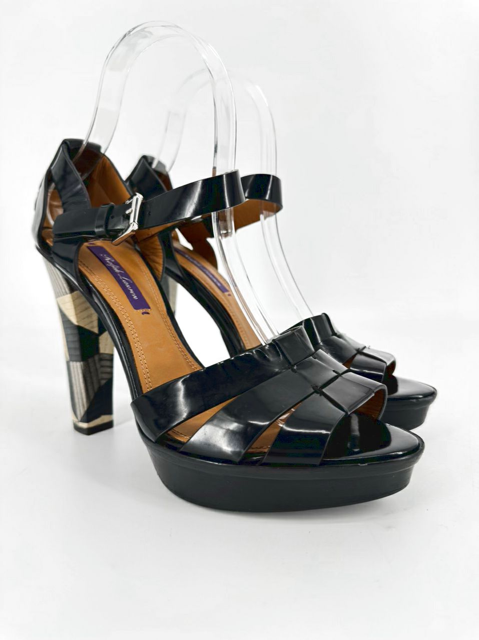 RALPH LAUREN PURPLE LABEL Size 39 Black Patent Leather Pumps