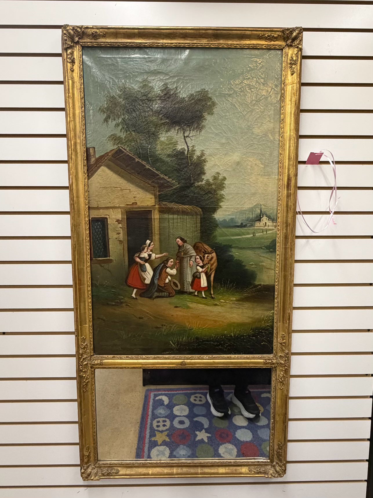 Trumeau Mirror w/ Country Oil Panting Scene