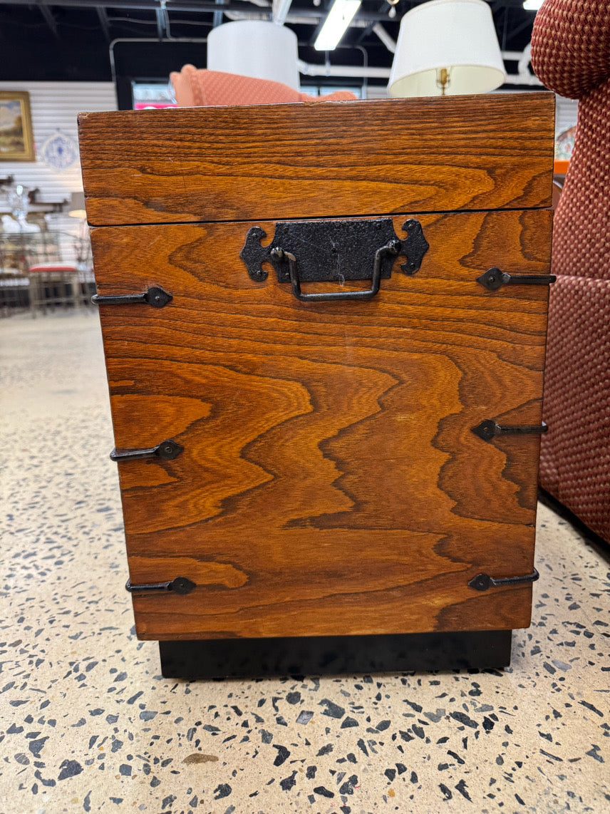 Wood Trunk w/ Black Iron Hinges
