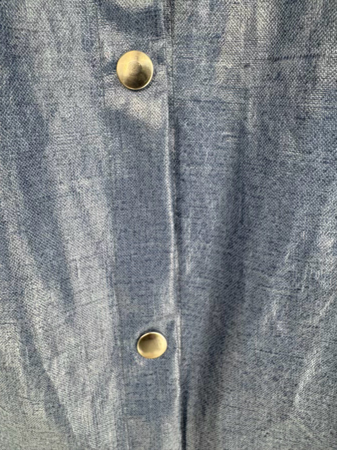ROXY WELLS TYLER WELLS Size S Blue Reversible Linen Rain Jacket