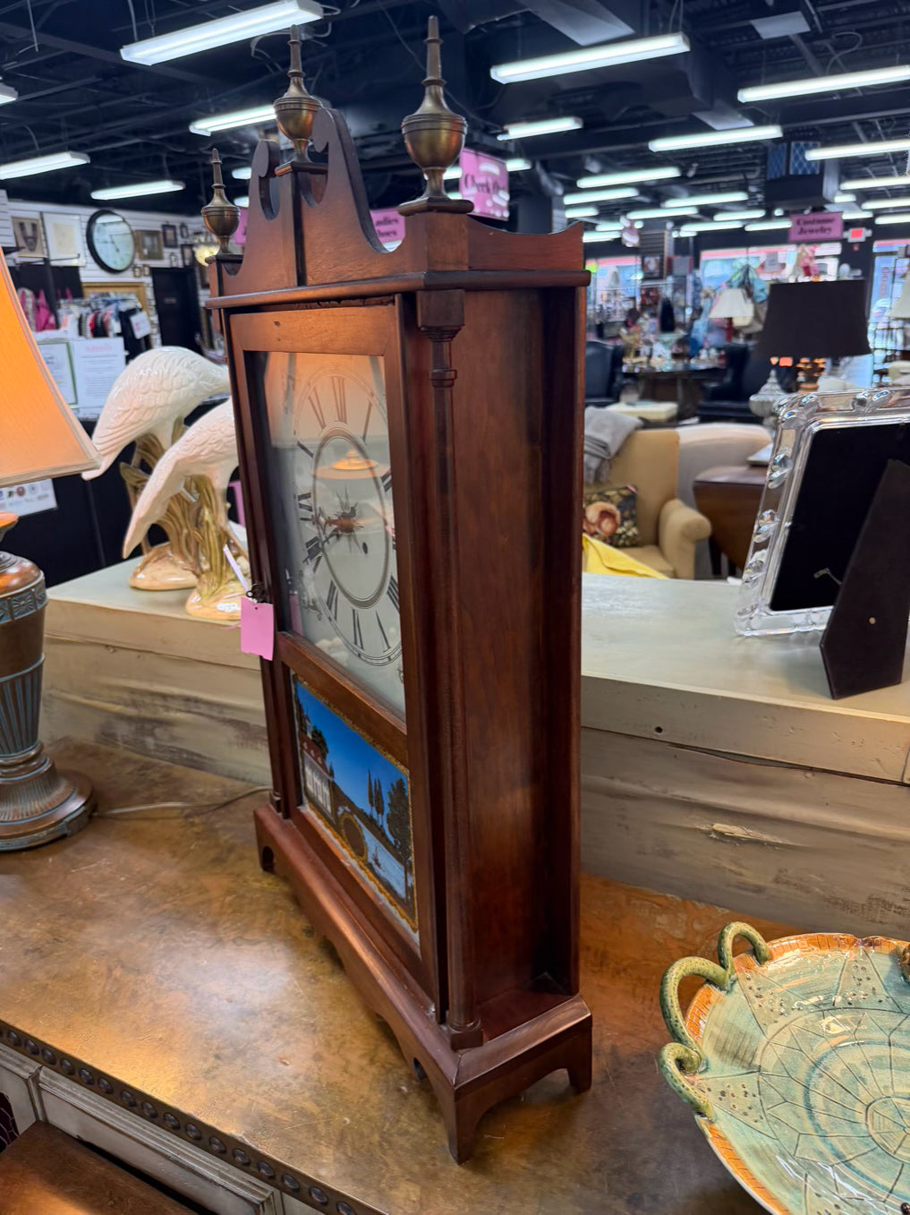 ELI TERRY REPRODUCTION Wood Pillar and Scroll Mantel Clock