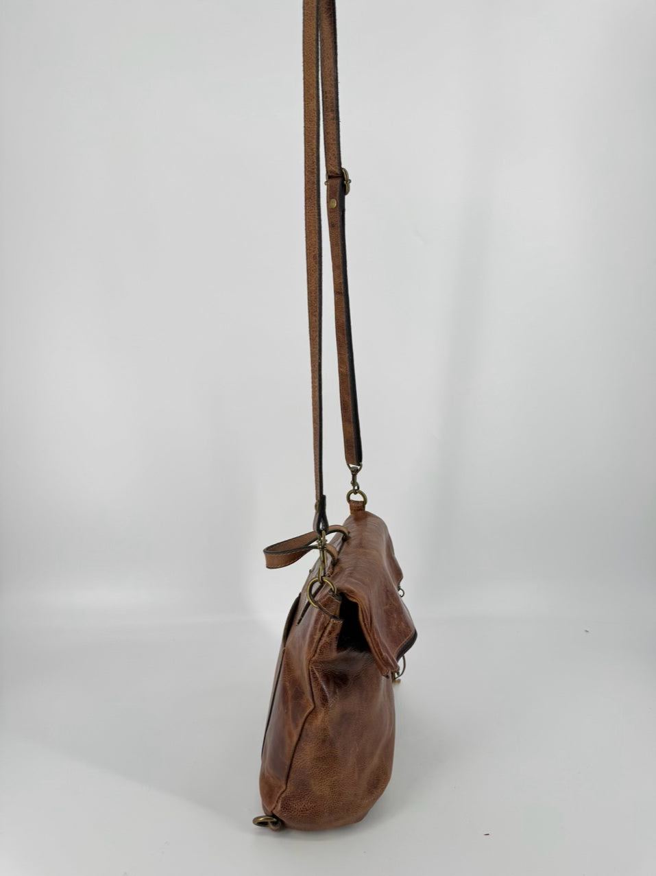 PATRICIA NASH Cognac Leather Backpack w/ Convertible Straps