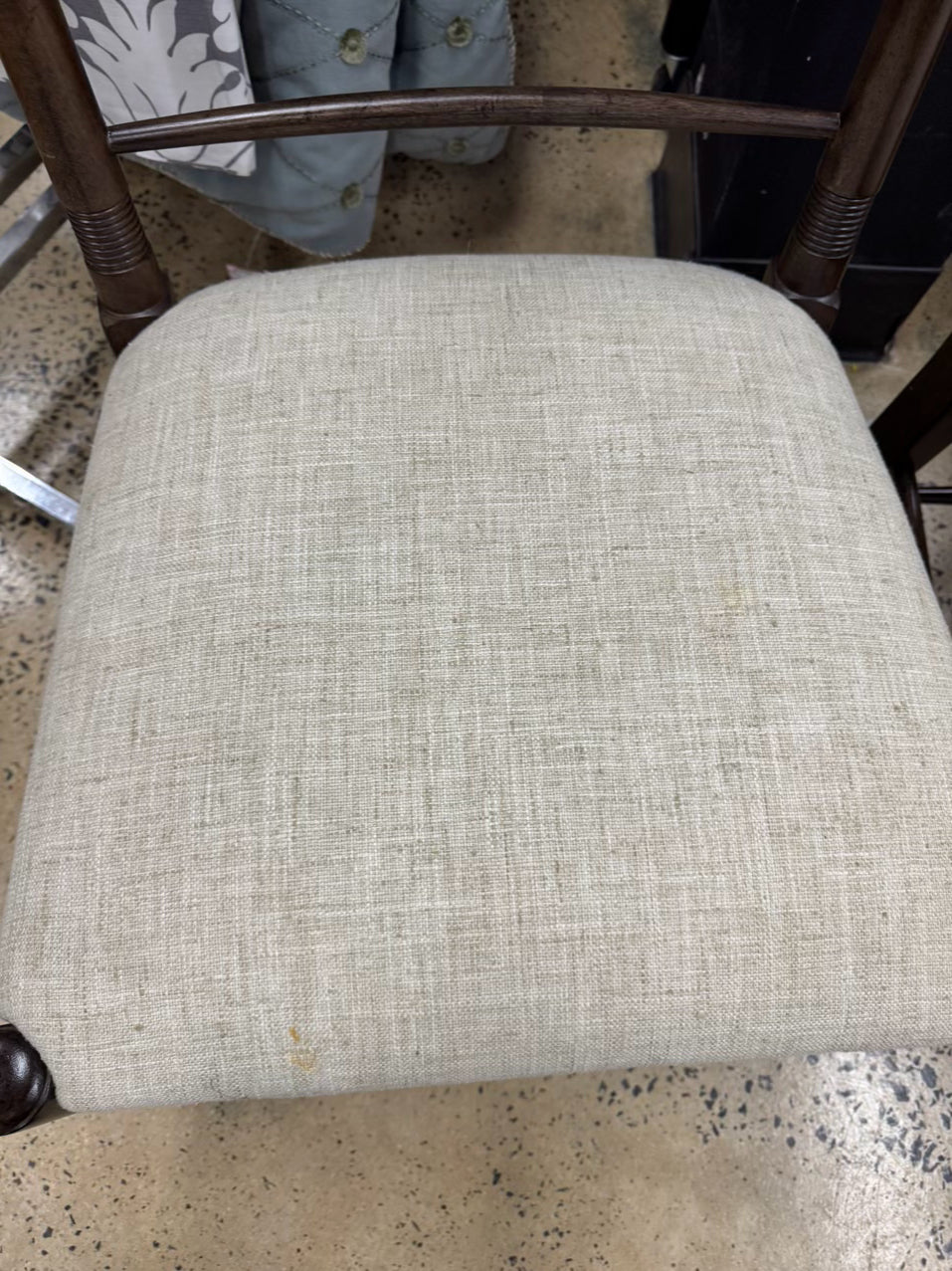 Dark Wood Cream Upholstered Pair of Side Chairs