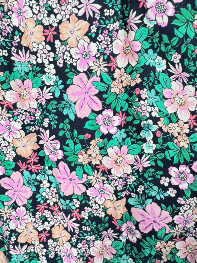 JOHNNY WAS Size S Green & Pink Floral Embroidered Rebekah Poplin Mini Dress NWT