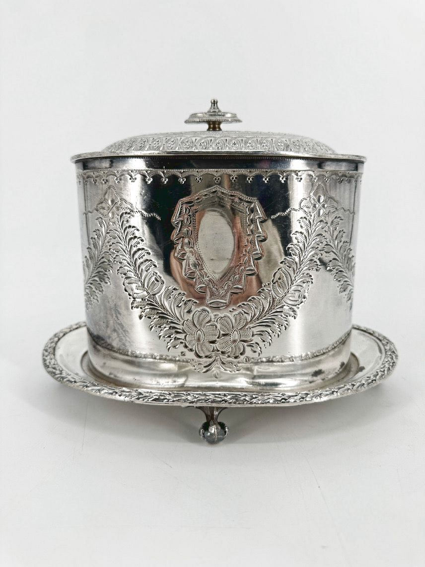VINTAGE Silver Plate Biscuit Box