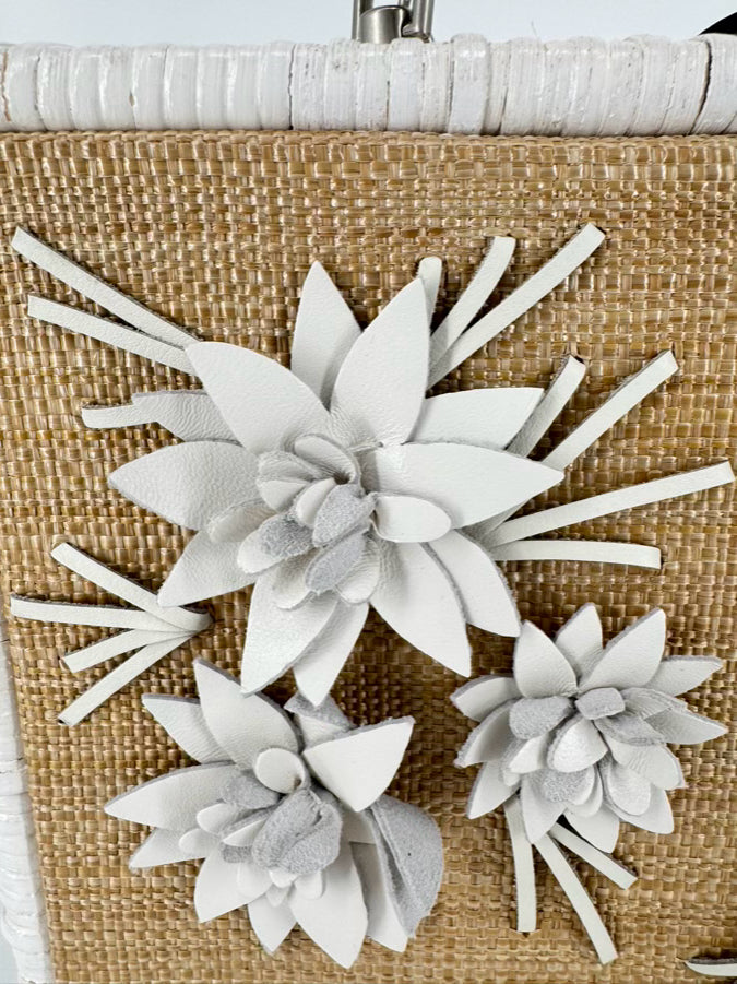 PATRICIA NASH White & Cream Wicker Embroidered Purse