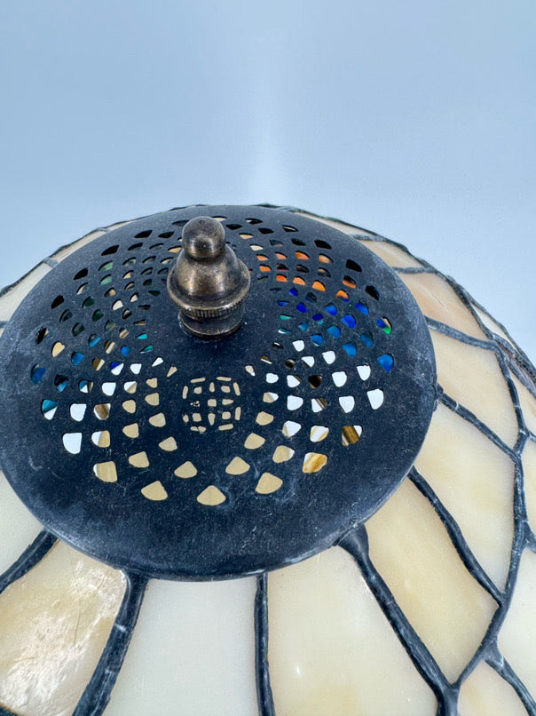 Cream, Green & Blue Tiffany Style Lamp