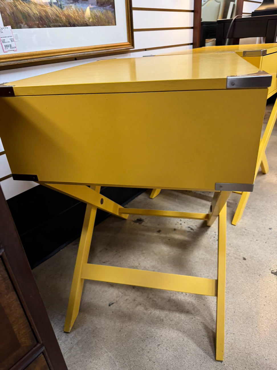 Yellow Wood End Table